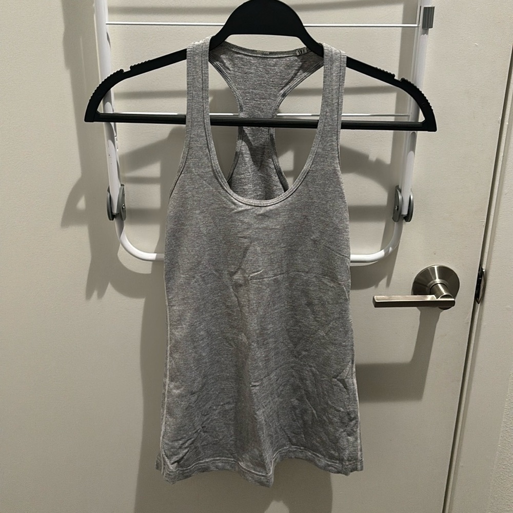 Blue and white striped Lululemon tank size 4